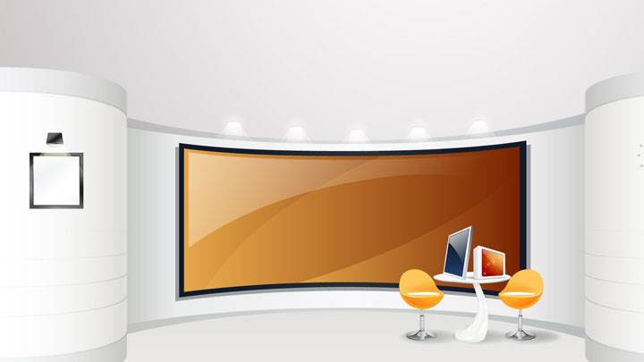 LCD Display in Meeting Hall And White Background